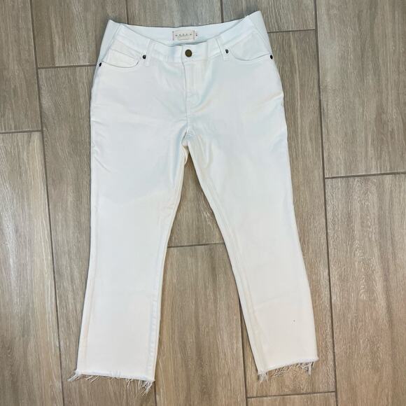 HATCH Maternity Side Panel Jeans White Raw Hem Stretch Denim Women’s 27 - Picture 1 of 8